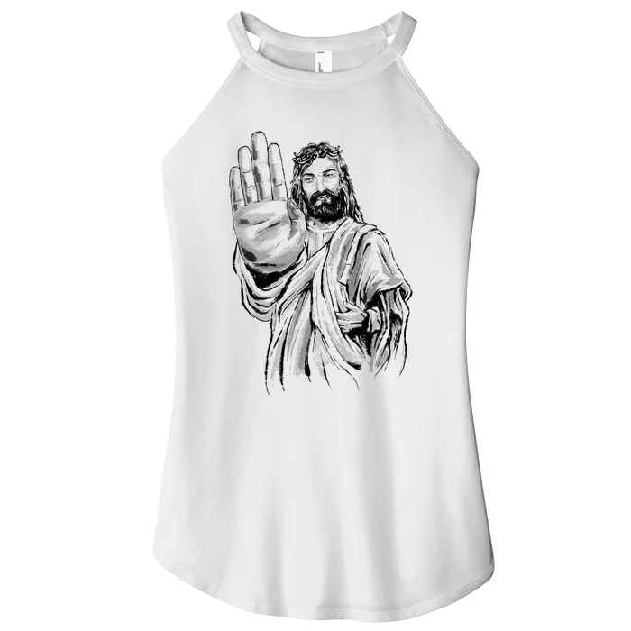 Jesus Stop Hand Sign Women’s Perfect Tri Rocker Tank