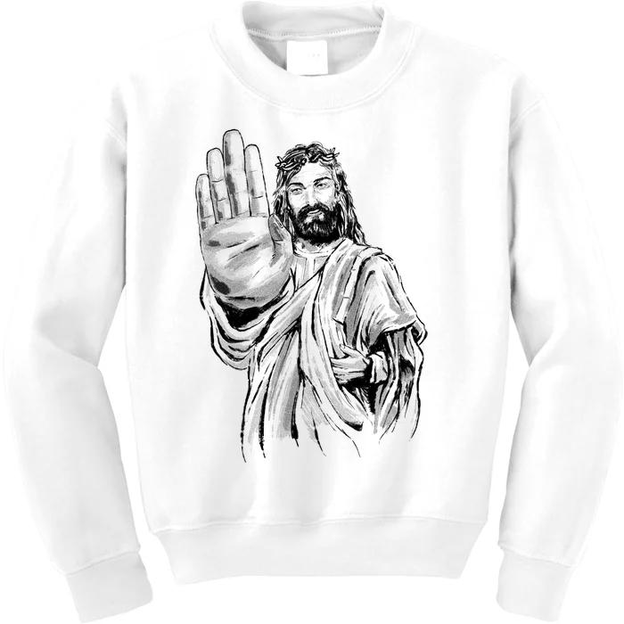 Jesus Stop Hand Sign Kids Sweatshirt