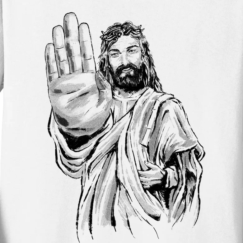 Jesus Stop Hand Sign Kids Long Sleeve Shirt