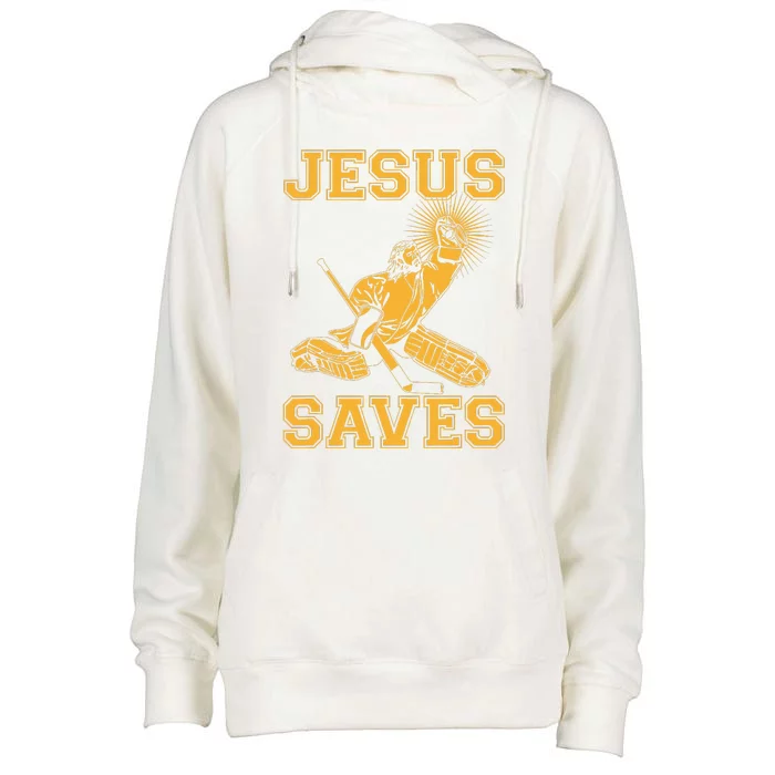 Jesus Saves Hockey Womens Funnel Neck Pullover Hood