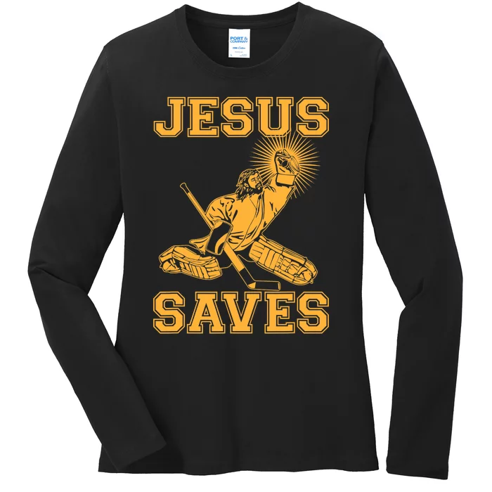 Jesus Saves Hockey Ladies Long Sleeve Shirt