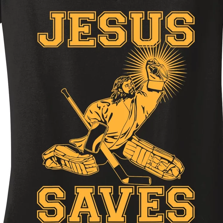 Jesus Saves Hockey Women's V-Neck T-Shirt