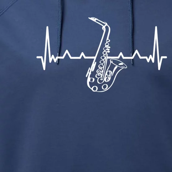 Jazz Saxophone Heartbeat For Jazz Music Lover Sax Musician Gift Performance Fleece Hoodie