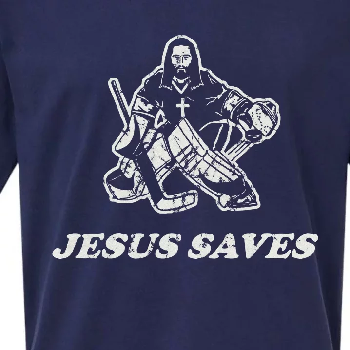 Jesus Saves Hockey Goalie Sueded Cloud Jersey T-Shirt