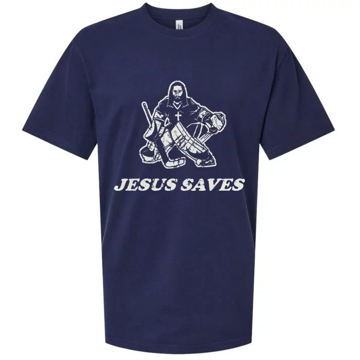 Jesus Saves Hockey Goalie Sueded Cloud Jersey T-Shirt