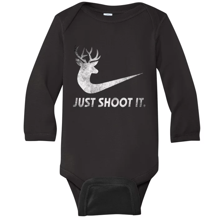 Just Shoot It Funny Deer Hunting Baby Long Sleeve Bodysuit