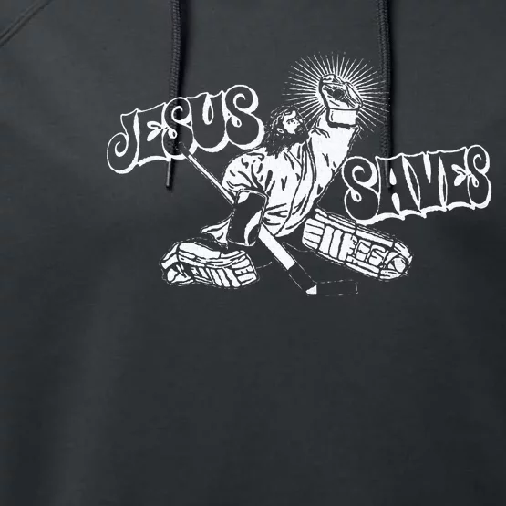 Jesus Saves Ice Hockey Performance Fleece Hoodie