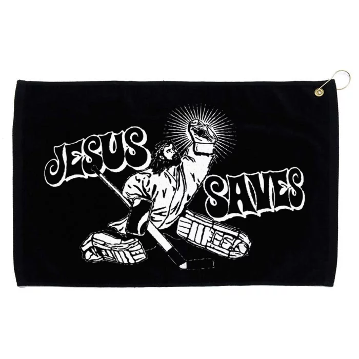 Jesus Saves Ice Hockey Grommeted Golf Towel