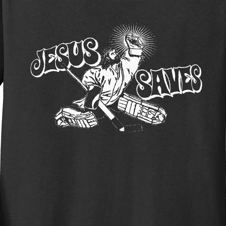 Jesus Saves Ice Hockey Kids Long Sleeve Shirt