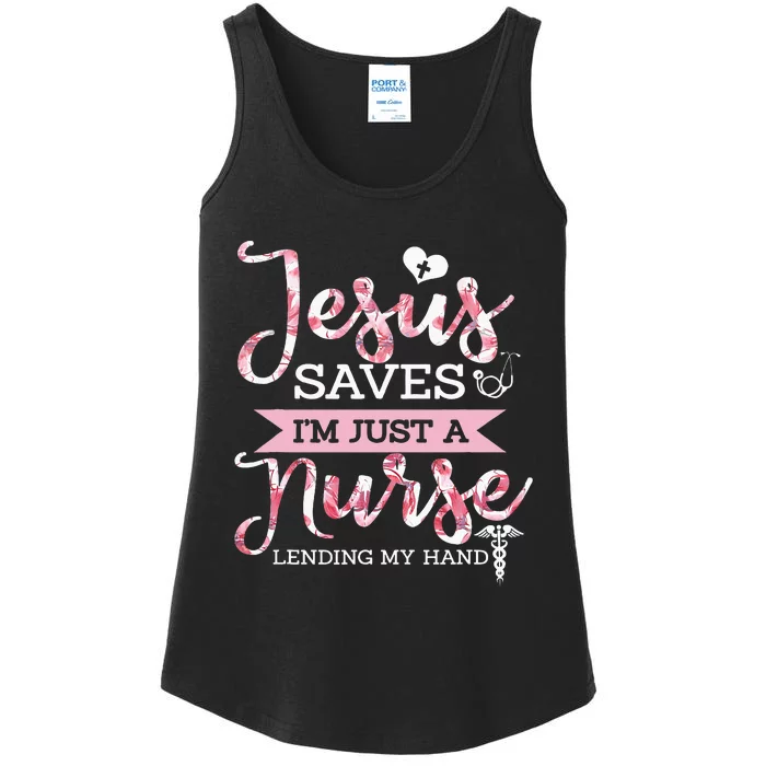 Jesus Saves IM Just A Nurse Christian Faith Religious Ladies Essential Tank