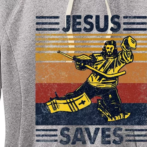 Jesus Saves Ice Hockey Goalie Sport Religious Christian Gift Women's Fleece Hoodie