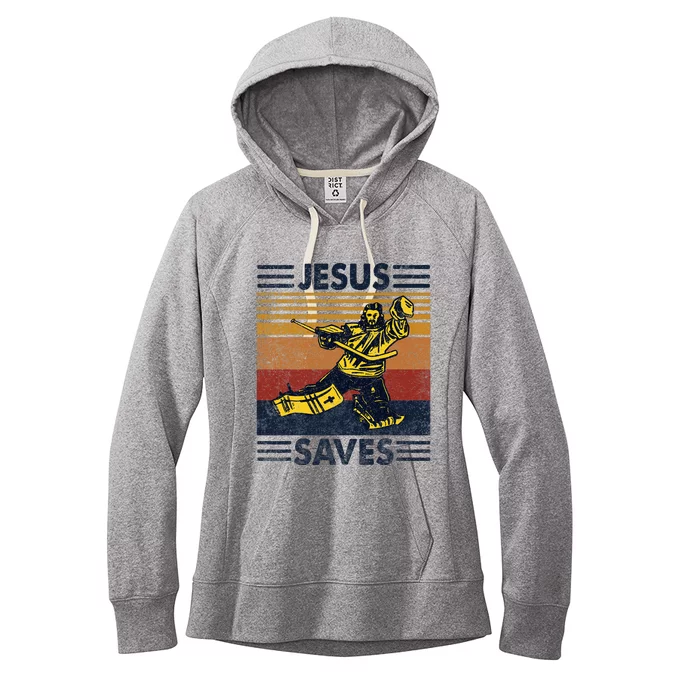 Jesus Saves Ice Hockey Goalie Sport Religious Christian Gift Women's Fleece Hoodie