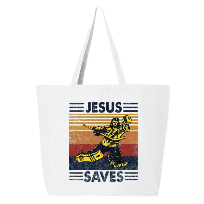 Jesus Saves Ice Hockey Goalie Sport Religious Christian Gift 25L Jumbo Tote