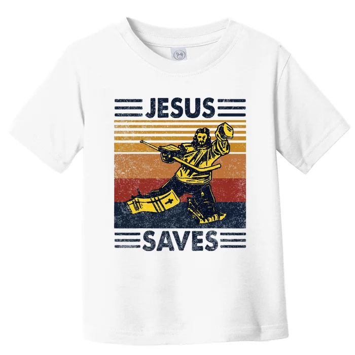 Jesus Saves Ice Hockey Goalie Sport Religious Christian Gift Toddler T-Shirt