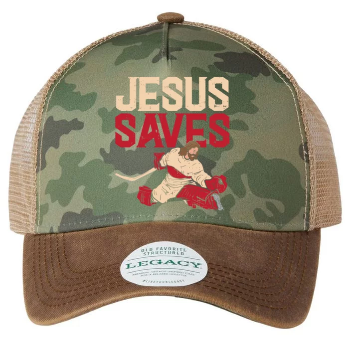 Jesus Saves Ice Hockey Goalie Sport Religious Christian Gift Great Gift Legacy Tie Dye Trucker Hat