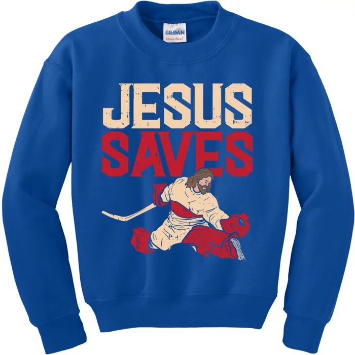 Jesus Saves Ice Hockey Goalie Sport Religious Christian Gift Great Gift Kids Sweatshirt