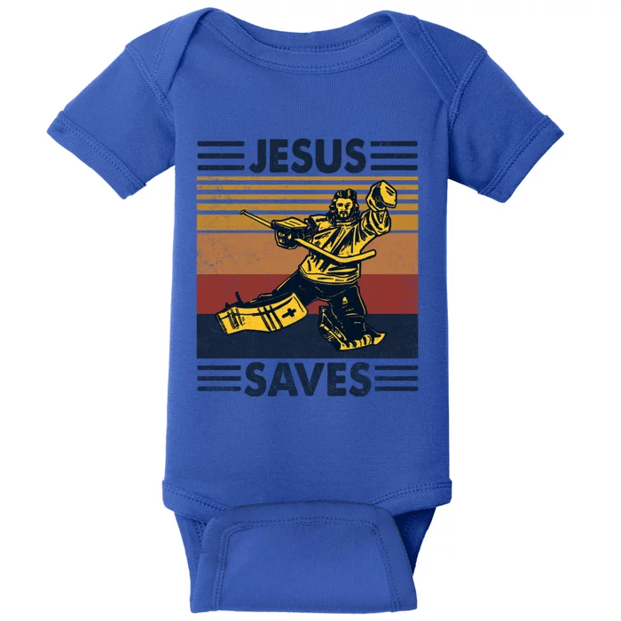 Jesus Saves Ice Hockey Goalie Sport Religious Christian Gift Meaningful Gift Baby Bodysuit