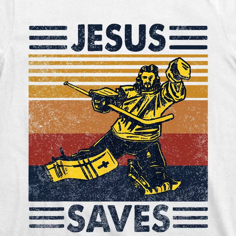 Jesus Saves Ice Hockey Goalie Sport Religious Christian Gift T-Shirt