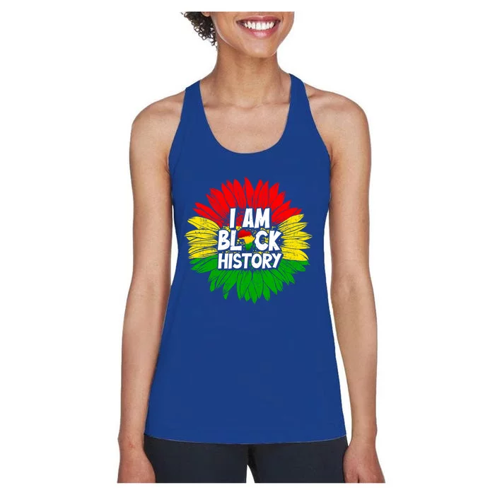 Juneteenth Sunflower I Am Black History African Black Pride Great Gift Women's Racerback Tank