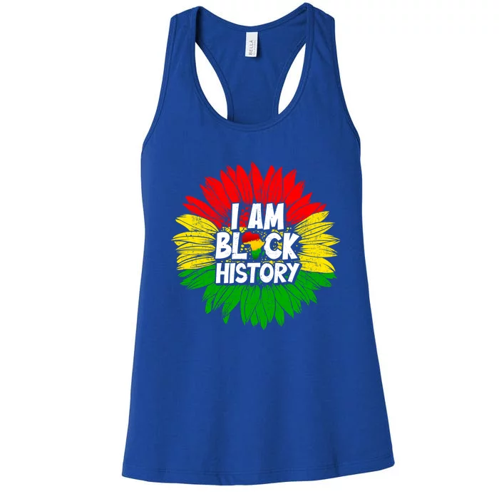 Juneteenth Sunflower I Am Black History African Black Pride Great Gift Women's Racerback Tank