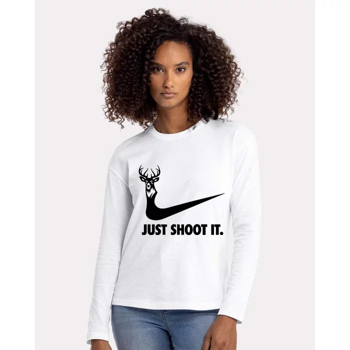 Just Shoot It. Hunting Season Womens Cotton Relaxed Long Sleeve T-Shirt