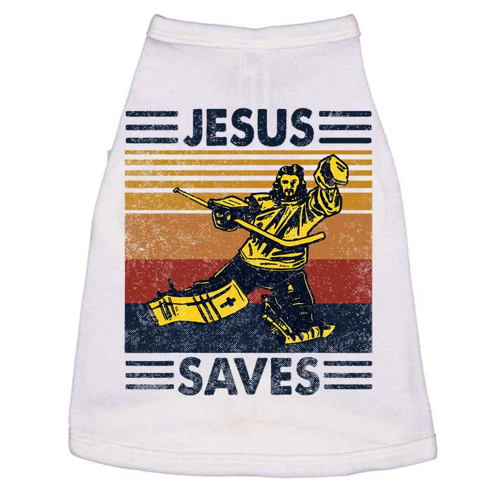 Jesus Saves Ice Hockey Goalie Sport Religious Christian Gift Doggie Tank