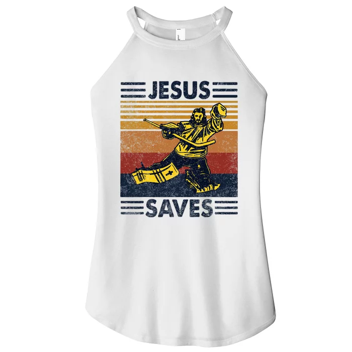 Jesus Saves Ice Hockey Goalie Sport Religious Christian Gift Women’s Perfect Tri Rocker Tank