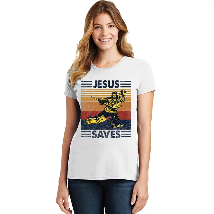 Jesus Saves Ice Hockey Goalie Sport Religious Christian Gift Women's T-Shirt