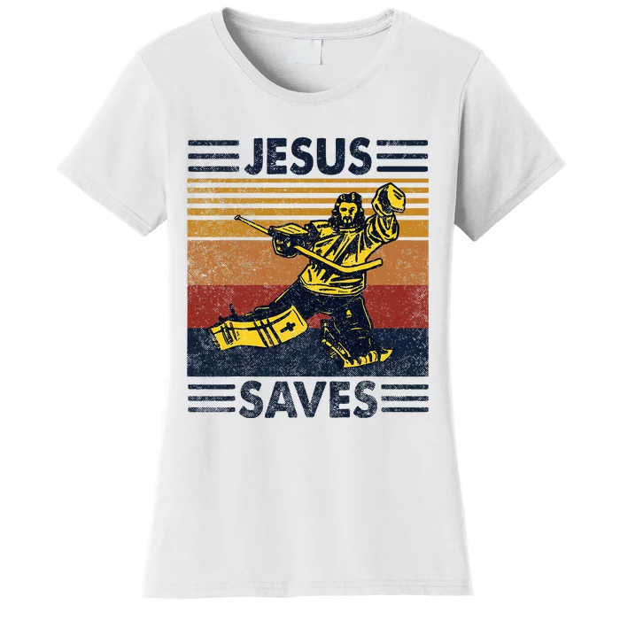 Jesus Saves Ice Hockey Goalie Sport Religious Christian Gift Women's T-Shirt