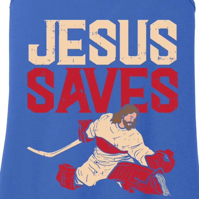 Jesus Saves Ice Hockey Goalie Sport Religious Christian Gift Great Gift Ladies Essential Tank