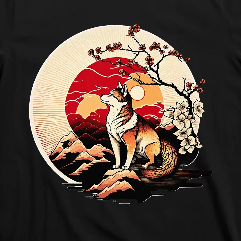 Japanese Shiba Inu Dog Sunset - Ukiyo-e Style T-Shirt