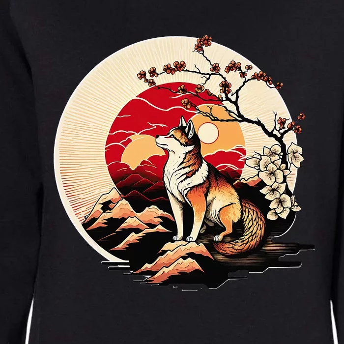 Japanese Shiba Inu Dog Sunset - Ukiyo-e Style Womens California Wash Sweatshirt