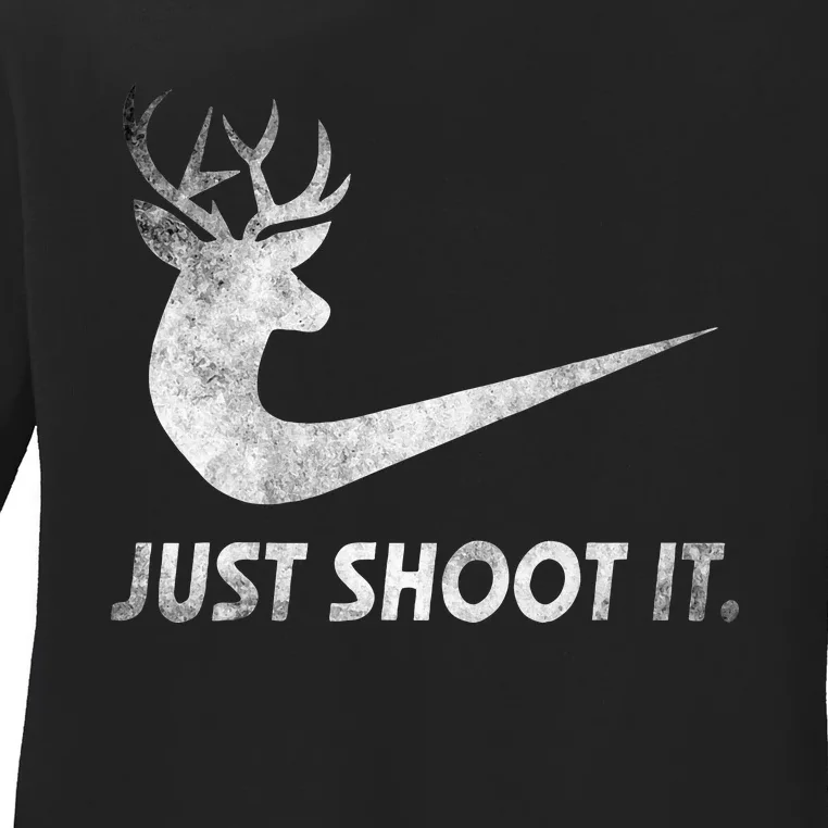 Just Shoot It Funny Deer Hunting Costume Ladies Long Sleeve Shirt