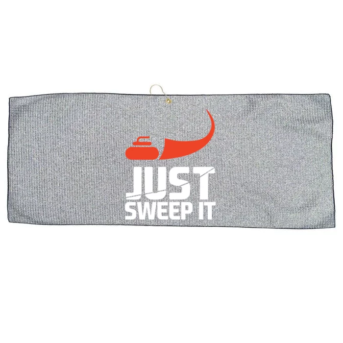 Just Sweep It! Funny Curling Sports Gift Large Microfiber Waffle Golf Towel