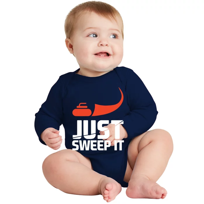 Just Sweep It! Funny Curling Sports Gift Baby Long Sleeve Bodysuit