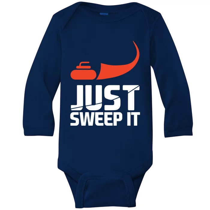 Just Sweep It! Funny Curling Sports Gift Baby Long Sleeve Bodysuit