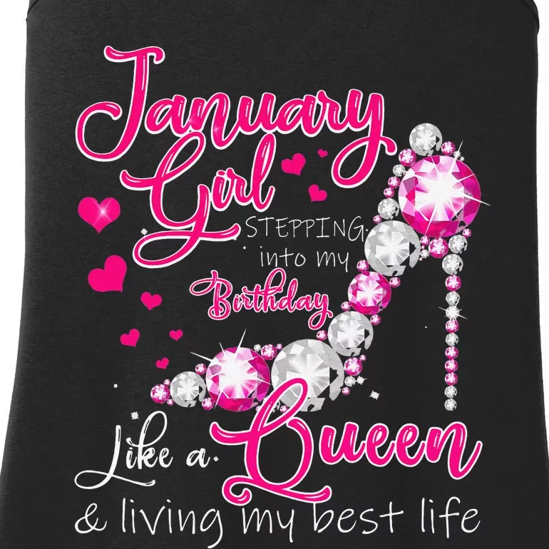 January Stepping Into My Birthday Like A Queen Ladies Essential Tank