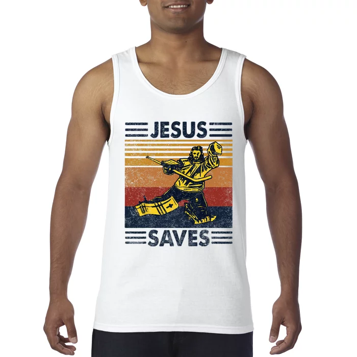 Jesus Saves Ice Hockey Goalie Sport Religious Christian Gift Tank Top