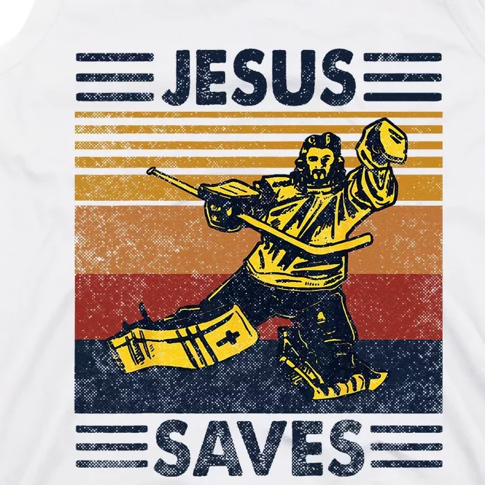 Jesus Saves Ice Hockey Goalie Sport Religious Christian Gift Tank Top