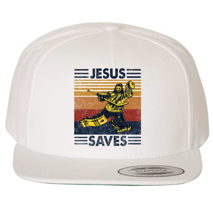 Jesus Saves Ice Hockey Goalie Sport Religious Christian Gift Wool Snapback Cap