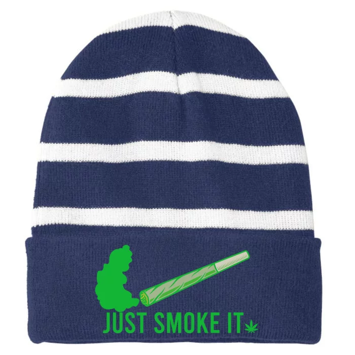 Just Smoke It Striped Beanie with Solid Band