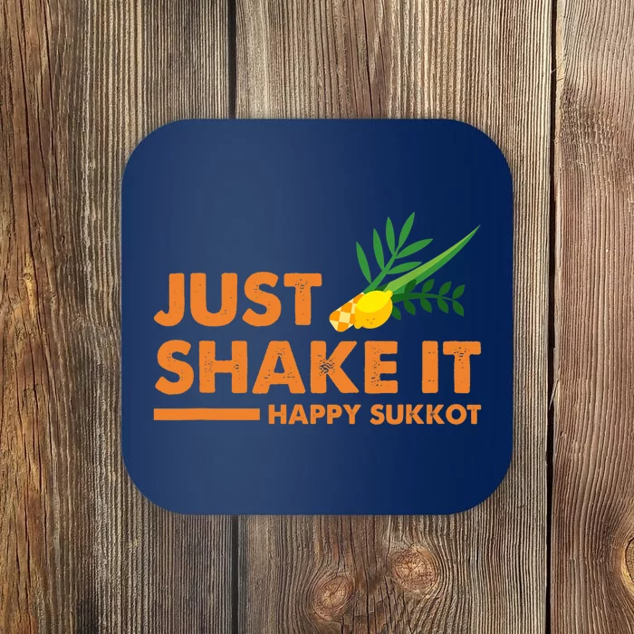 Just Shake It Happy Sukkot Festival Jewish Holiday Hebrew Coaster