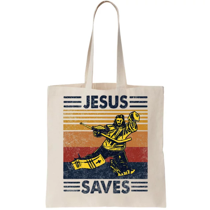 Jesus Saves Ice Hockey Goalie Sport Religious Christian Gift Tote Bag