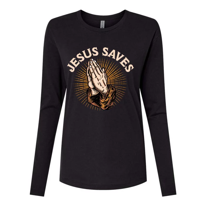 Jesus Saves Womens Cotton Relaxed Long Sleeve T-Shirt