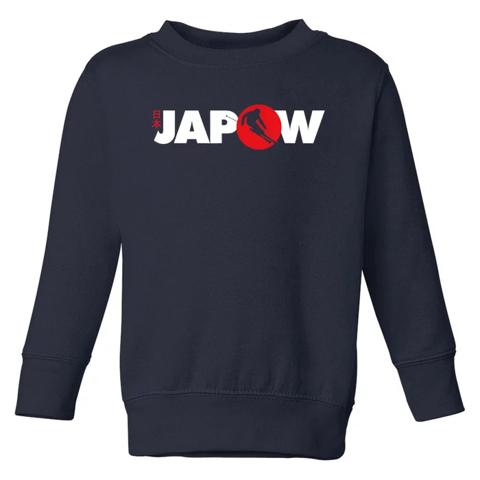 Japan Ski Japow Powder Skiing Japanese Flag Toddler Sweatshirt