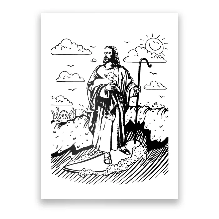 Jesus Surfing Poster