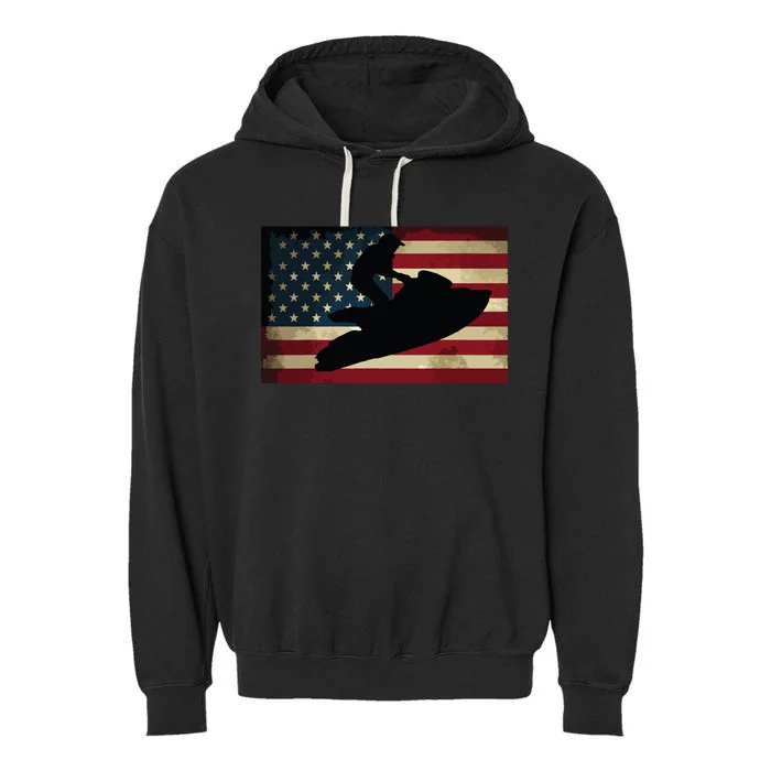 Jet Ski Jet Skier Tee Jet Skiing USA Flag Garment-Dyed Fleece Hoodie