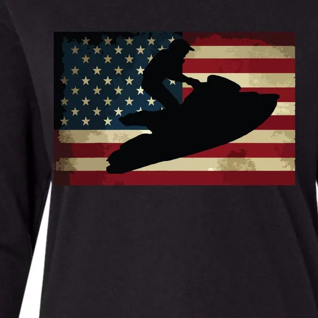 Jet Ski Jet Skier Tee Jet Skiing USA Flag Womens Cotton Relaxed Long Sleeve T-Shirt