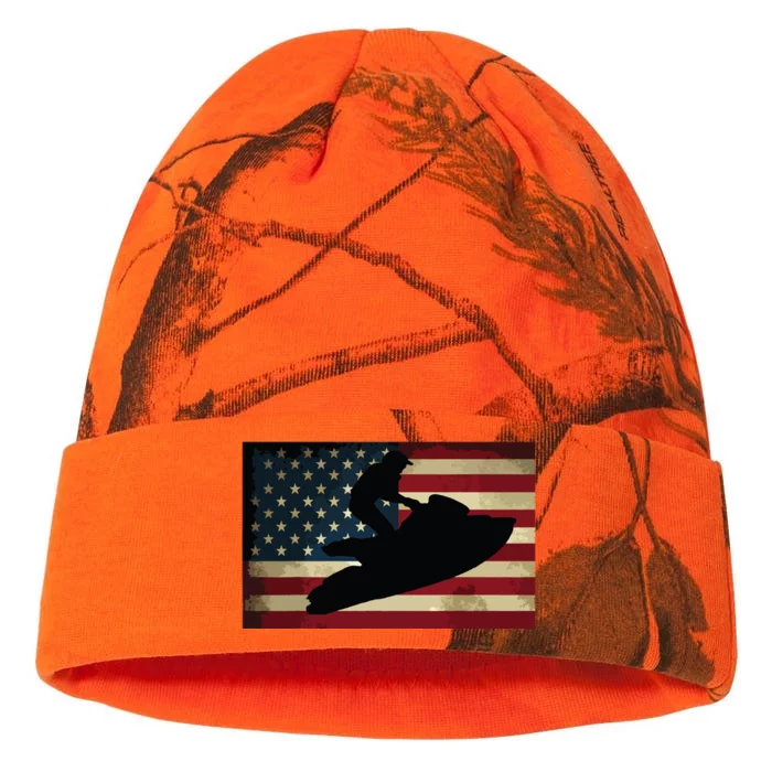 Jet Ski Jet Skier Tee Jet Skiing USA Flag Kati - 12in Camo Beanie