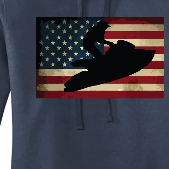 Jet Ski Jet Skier Tee Jet Skiing USA Flag Women's Pullover Hoodie